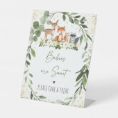 Woodland Greenery Baby shower Treat Reclamebord Met Voetstuk (Voorkant)