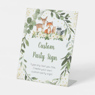 Woodland Greenery Editable Baby shower Reclamebord Met Voetstuk