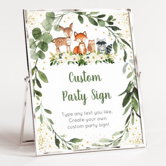 Woodland Greenery Editable Baby shower Sign Poster