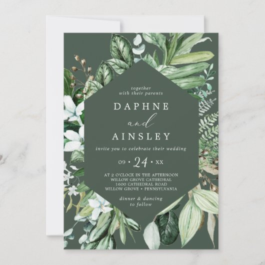 Woodland Greenery Hunter Casual Wedding Invitation Kaart (Voorkant)