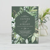 Woodland Greenery Hunter Casual Wedding Invitation Kaart (Staand voorkant)