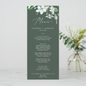 Woodland Greenery Hunter Green Wedding Dinner Menu (Staand voorkant)