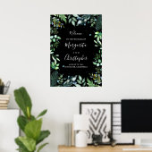 Woodland Greenery Mariage noir Affiche de bienvenu (Bureau à domicile)