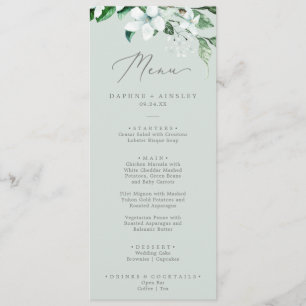 Woodland Greenery Mint Green Wedding Dinner Menu