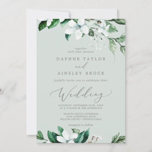 Woodland Greenery | Mint Green Wedding Kaart (Voorkant)
