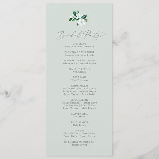 Woodland Greenery | Mint Green Wedding Programme Programma (Achterkant)