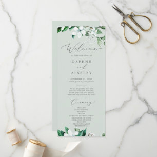 Woodland Greenery Mint Green Wedding Programme Programma