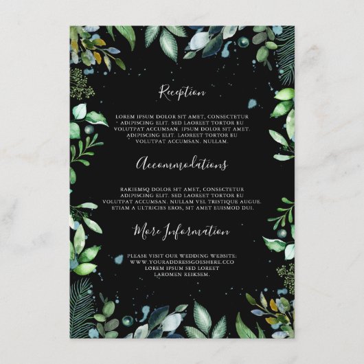 Woodland Greenery Wedding Informatie Gast Informatiekaartje (Voorkant)