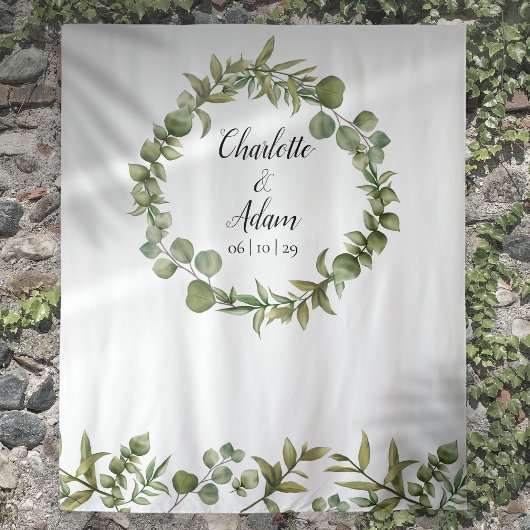 Woodland Greenery Wedding Photo Booth Backdrop Wandkleed