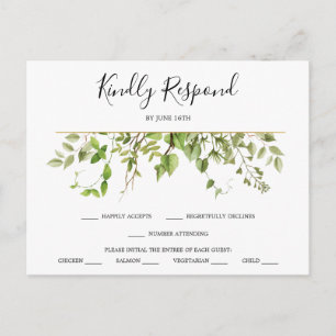 Woodland Greenery Wedding RSVP Briefkaart