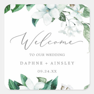 Woodland Greenery Wedding Welcome Vierkante Sticker