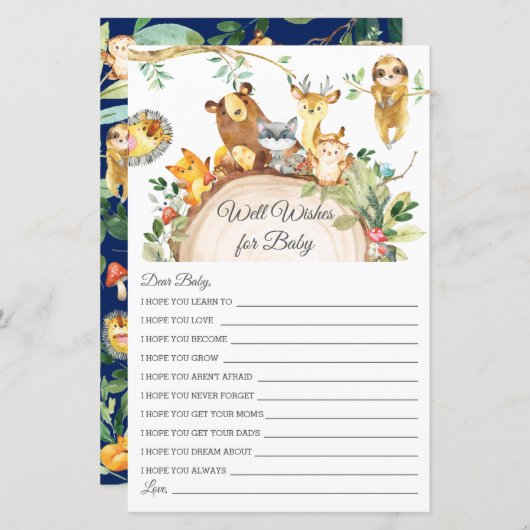 Woodland Greenery Well wil Baby shower Kaart (Voorkant / Achterkant)