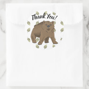 Woodland Grizzly Beer Cub Dank je Ronde Sticker