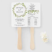 Woodland groen bruiloft fan programma handwaaier (Voorkant en achterkant)