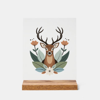 Woodland Harmony – Boho Deer Botanical Illustratio