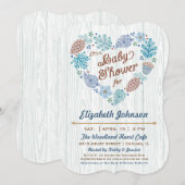 Woodland Heart Baby Boy Shower Invitation (Devant / Derrière)