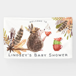 Woodland Hedegel Baby shower Welkomstbanner Spandoek