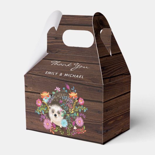 Woodland Hedegel Favors Box Gable Rustic Bedankdoosjes (Voorkant Zijde)