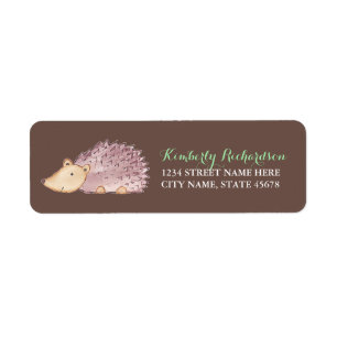 Woodland Hedgehog Adreslabel / Bruin Etiket