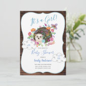 Woodland Hedgehog Baby Shower Invitations Rustique (Debout devant)