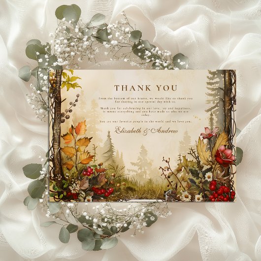 Woodland Herfst Forest Wedding Bedankkaart