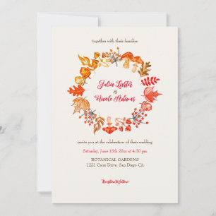 Woodland Herfst Mushroom Wildflower Wedding Kaart