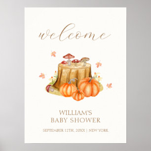 Woodland Herfst Pumpkin Mushroom Baby shower Welko Poster