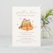 Woodland Herfst Verliefd Pumpkin Mushroom Baby sho Kaart (Staand voorkant)