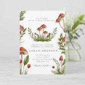 Woodland Herfst Waterverf Paddenstoel bruiloft Kaart (Staand voorkant)