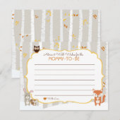 Woodland Herfst / Winter Baby shower Advice Kaart (Voorkant / Achterkant)