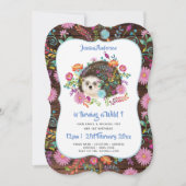 Woodland Hérisson 1er anniversaire Invitations Rus (Devant)