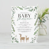Woodland hert eucalyptus modern baby shower invita kaart (Staand voorkant)