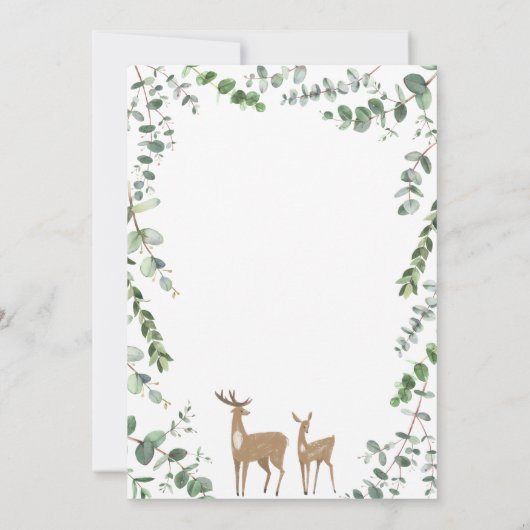 Woodland hert eucalyptus modern baby shower invita kaart (Achterkant)