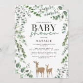 Woodland hert eucalyptus modern baby shower invita kaart (Voorkant / Achterkant)