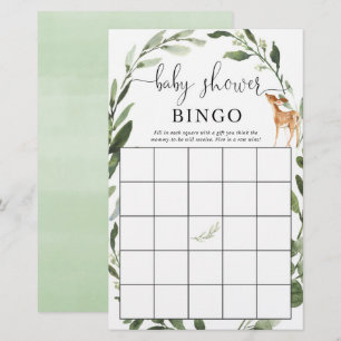 Woodland Herten Baby shower bingogroen