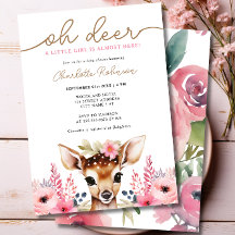 Woodland Herten Roze Goud Bloemen Meisje Baby show