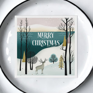 Woodland Holiday   Snowy Christmas Forest Party Servet