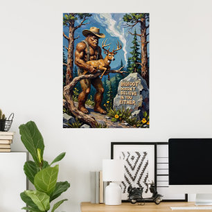 Woodland Humor: het iconische teken van Bigfoot Poster