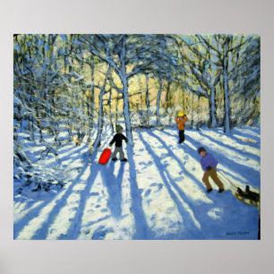 Woodland in de winter nabij Ashbourne Derbyshire Poster