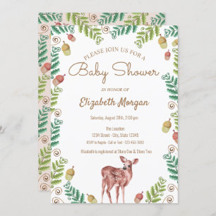 Woodland, Invitation de Baby shower de cerfs