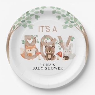 Woodland is een Baby shower Papieren Bordje