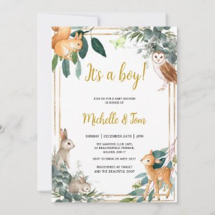 Woodland It's a boy Baby Shower Kaart