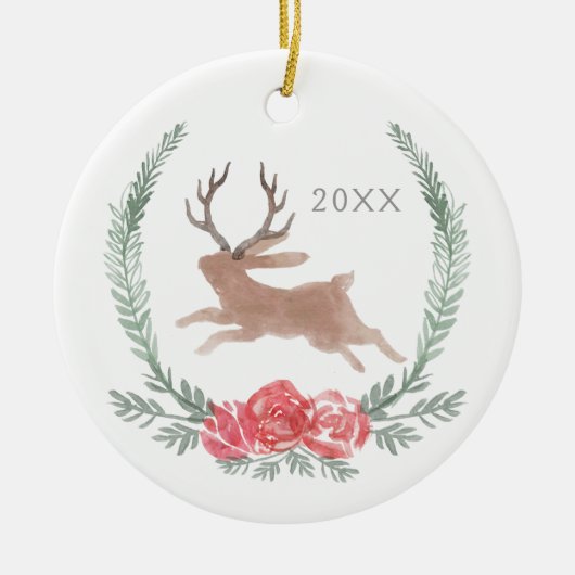 Woodland Jackalope Kerstmis Keepomwille Keramisch Ornament (Voorkant)