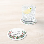 Woodland Kardinaal Kerstfeest Ronde Kartonnen Onderzetter (Insitu)