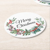 Woodland Kardinaal Kerstfeest Ronde Kartonnen Onderzetter (Gebogen)