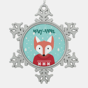 Woodland kerst tin sneeuwvlok ornament