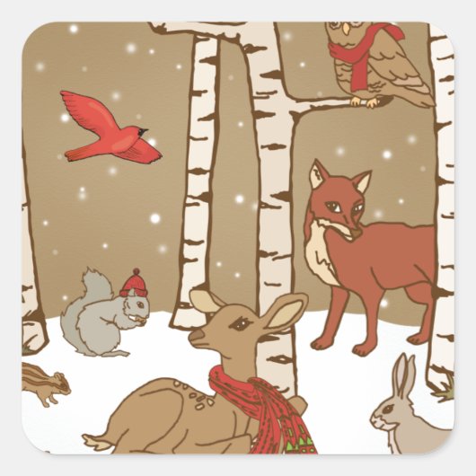 Woodland kerst vierkante sticker (Voorkant)
