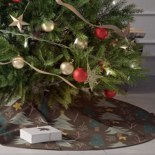 Woodland kerstbomen Earth Tones Pattern Kerstboom Rok
