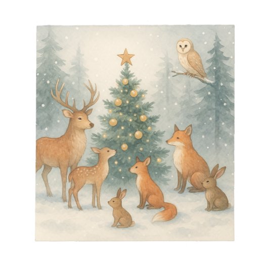 Woodland kerstKaart Notitieblok (Voorkant)