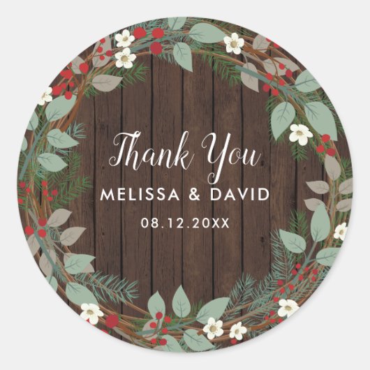 Woodland Kerstkrans Dank u Stickers (Voorkant)